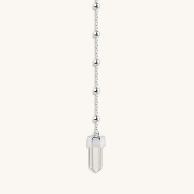 Clear Mind - Crystal Quartz Silver Evil Eye Necklace