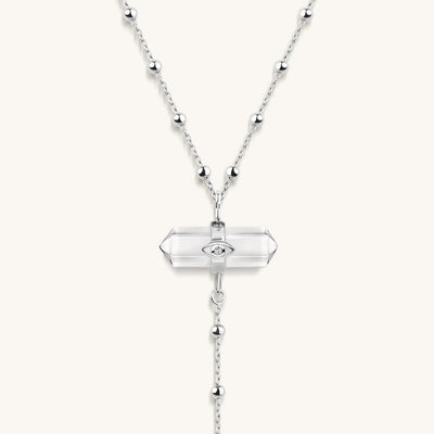 Clear Mind - Crystal Quartz Silver Evil Eye Necklace
