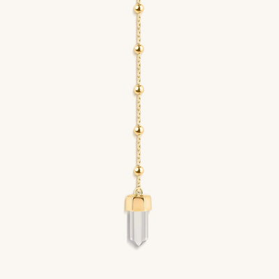 Clear Mind - Crystal Quartz Gold Evil Eye Necklace