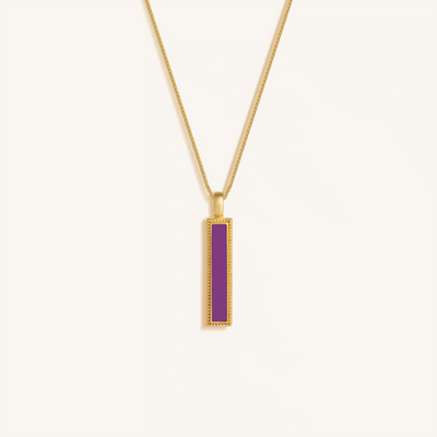 Harmonious Path Amethyst Peace Charm Gold Necklace