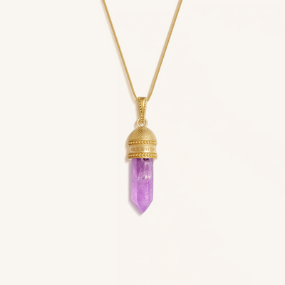 Sacred Tranquility Gold Amethyst Pendant Necklace