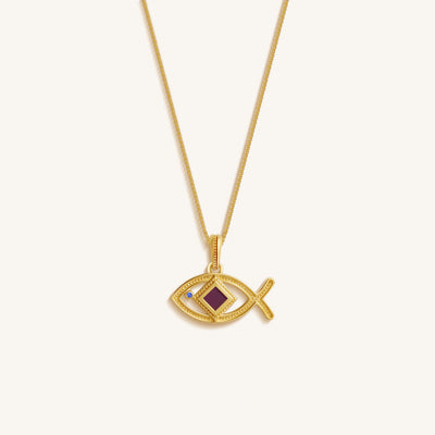 Boundless Wisdom Sapphire Ichthys Bible Nano Chip Necklace