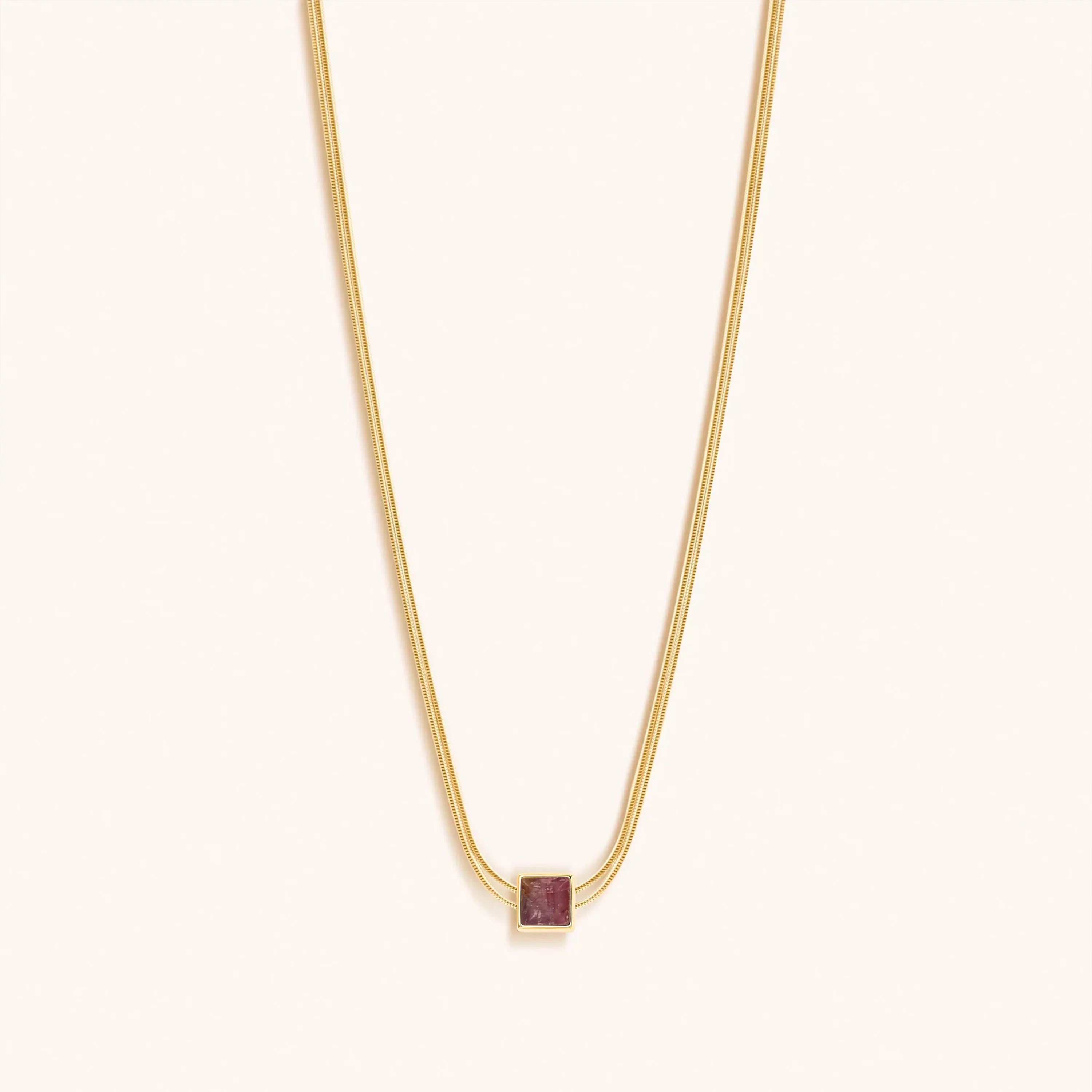Charm & Harmonize - Pink Tourmaline Evil Eye October Birthstone Necklace