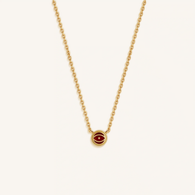 Radiant Shield - Garnet January Birthstone Evil Eye Necklace