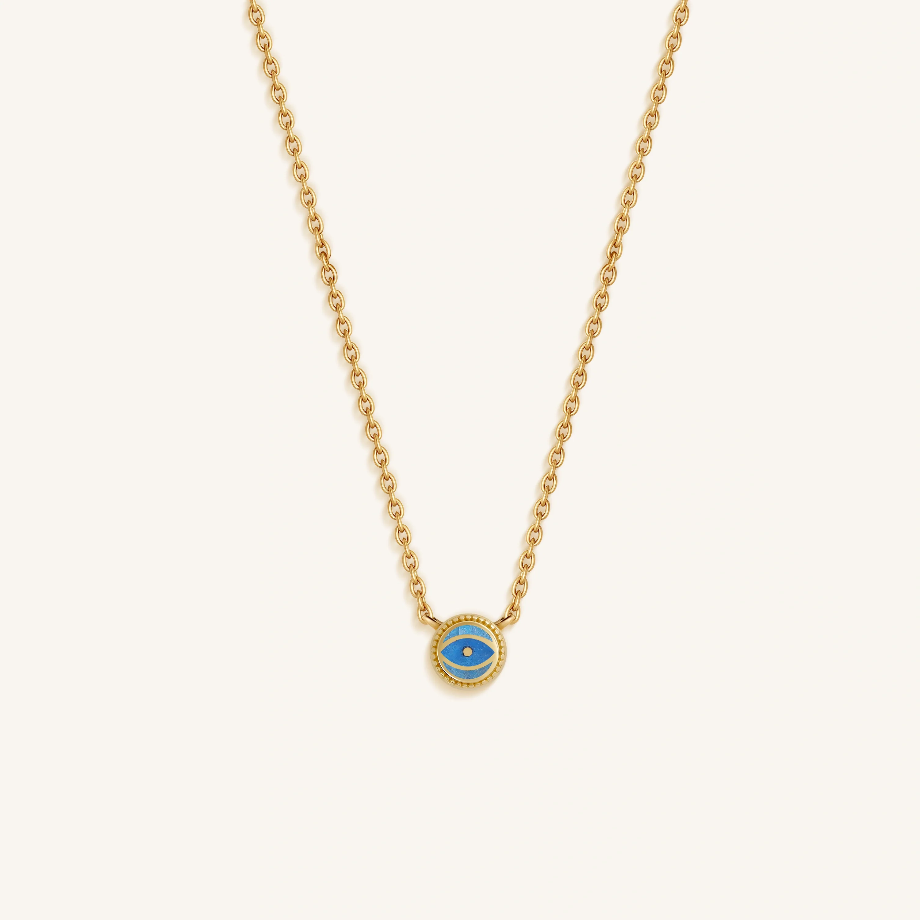 Tidal Serenity - Aquamarine March Birthstone Evil Eye Gold Necklace