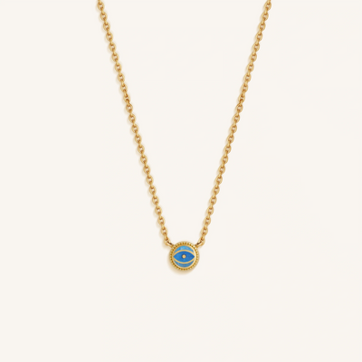 Tidal Serenity - Aquamarine March Birthstone Evil Eye Gold Necklace