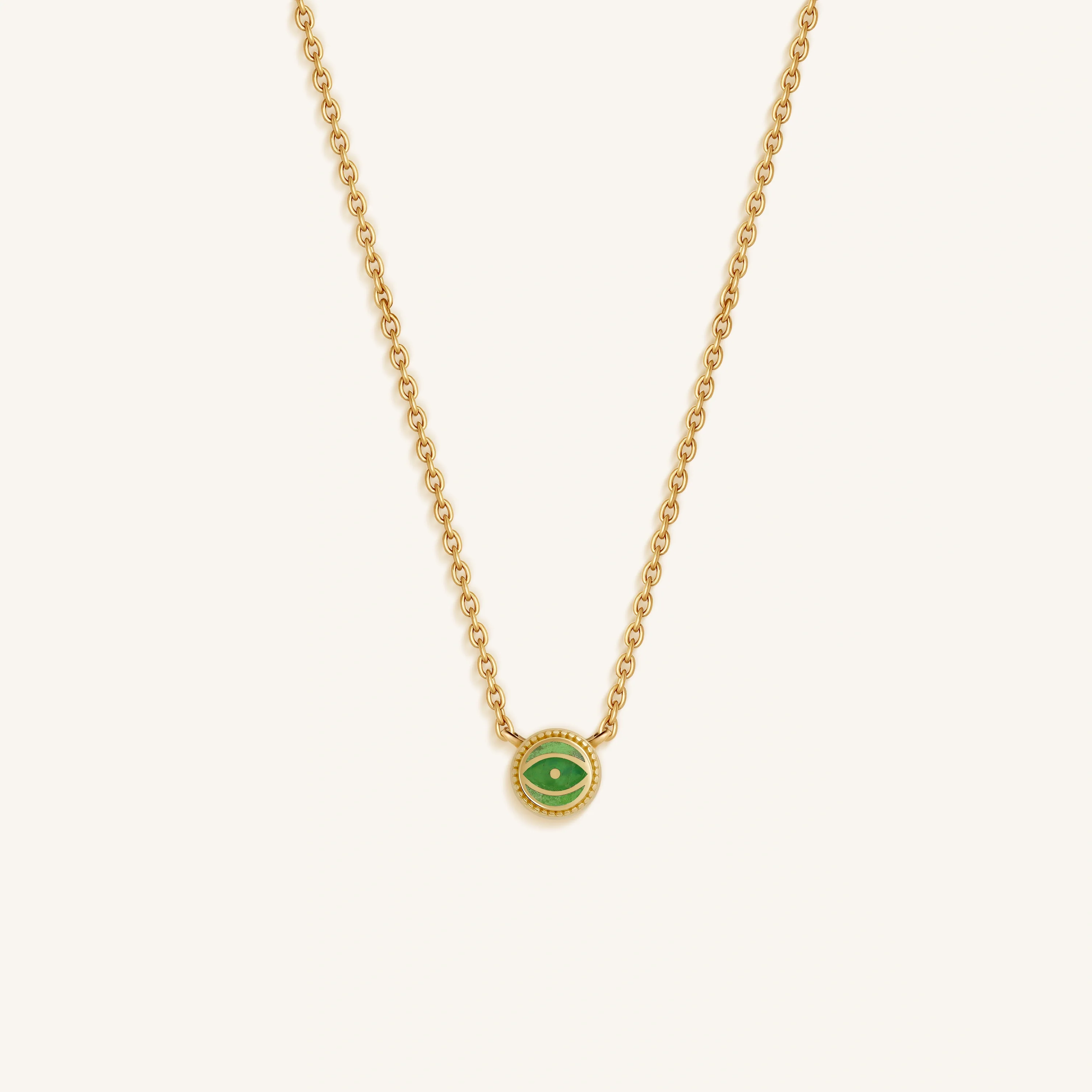 Verdant Vision - Peridot August Birthstone Evil Eye Gold Necklace