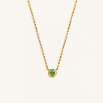 Verdant Vision - Peridot August Birthstone Evil Eye Gold Necklace
