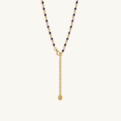 Celestial Flow – Hamsa Hematite & Aquamarine Necklace