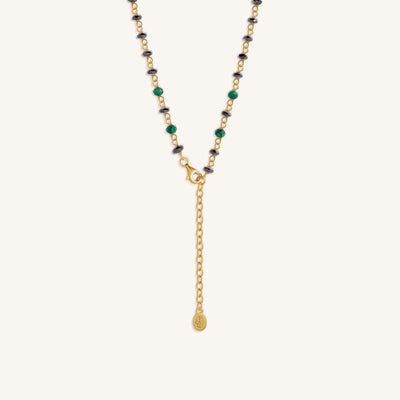 Tranquil Bloom – Lotus Hematite & Malachite Necklace