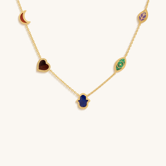 Sublime Beauty Multi-Symbol & Multi-Gemstone Necklace