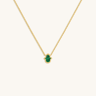 Honest & Bright Malachite Hamsa Gold Necklace