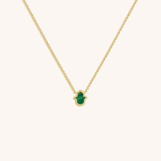 Honest & Bright Malachite Hamsa Gold Necklace