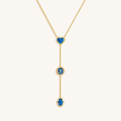 Spirit’s Zen Blue Opal Multi-Symbol Gold Necklace