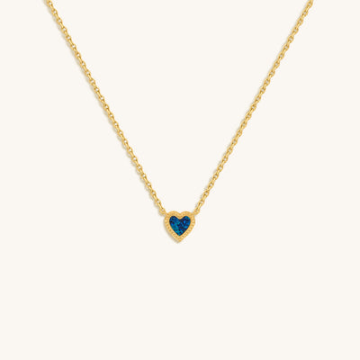 Confident Soul Blue Opal Heart Gold Necklace