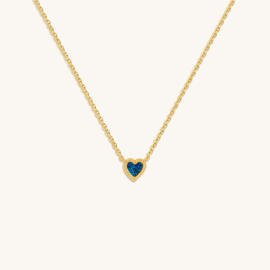 Confident Soul Blue Opal Heart Gold Necklace