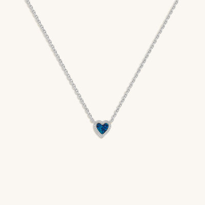 Calming Energy Blue Opal Heart Silver Necklace