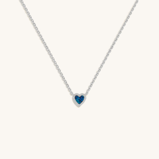 Calming Energy Blue Opal Heart Silver Necklace