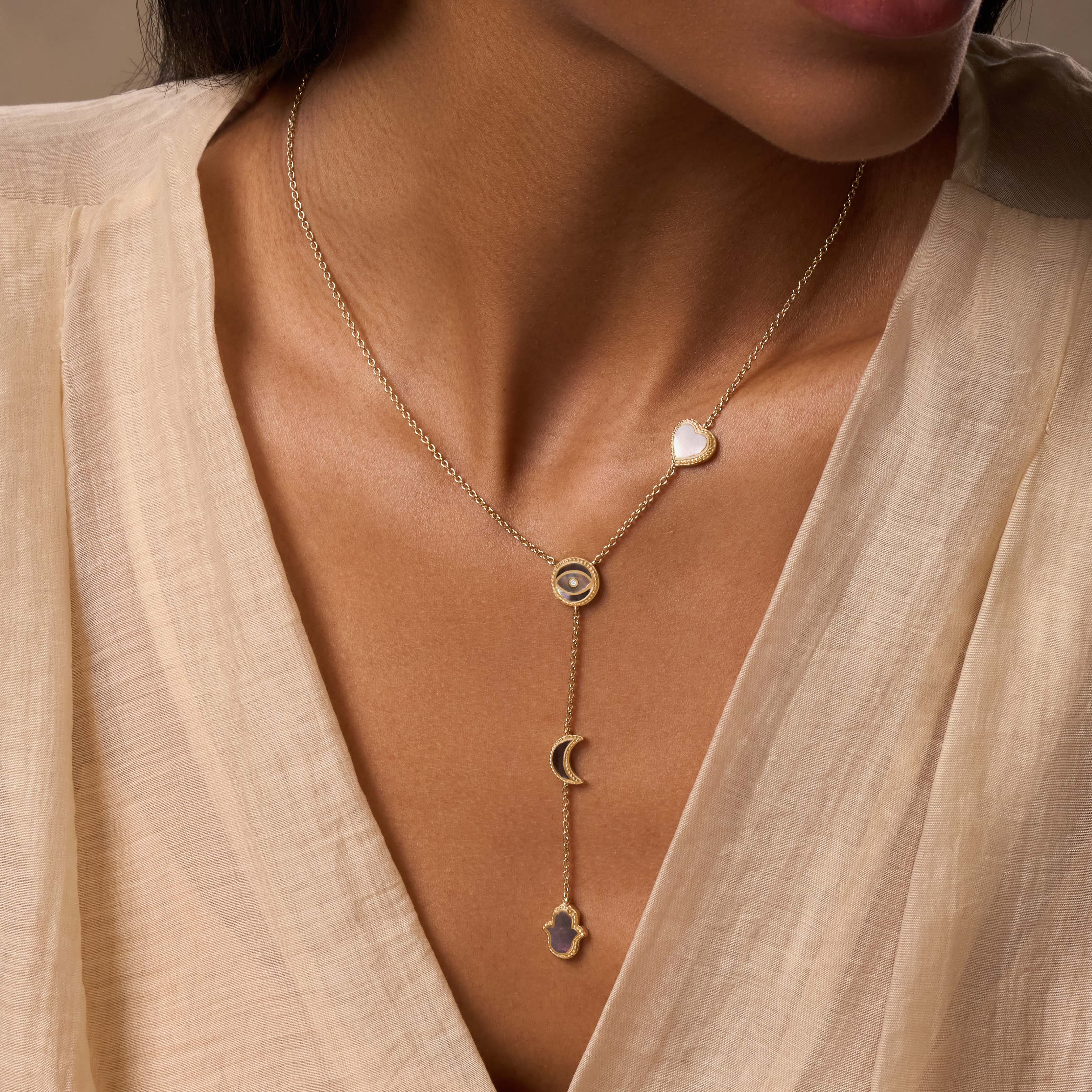 Patient Mind Multi-Symbol Mother of Pearl Necklace