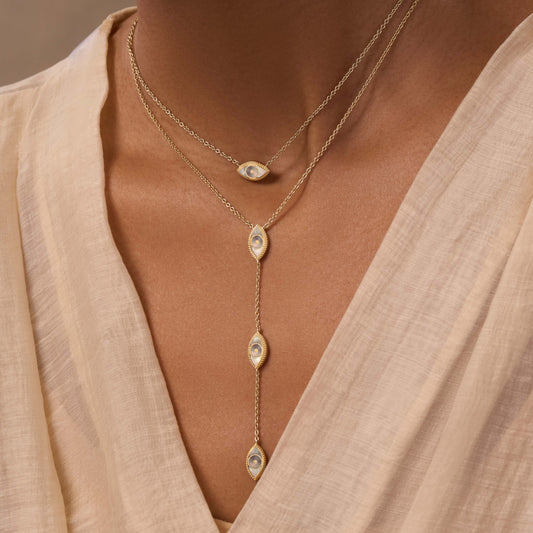 Grace & Beauty Evil Eye Mother of Pearl Necklace