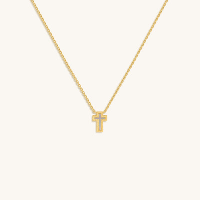Sweet Surrender Mother of Pearl Cross Gold Necklace
