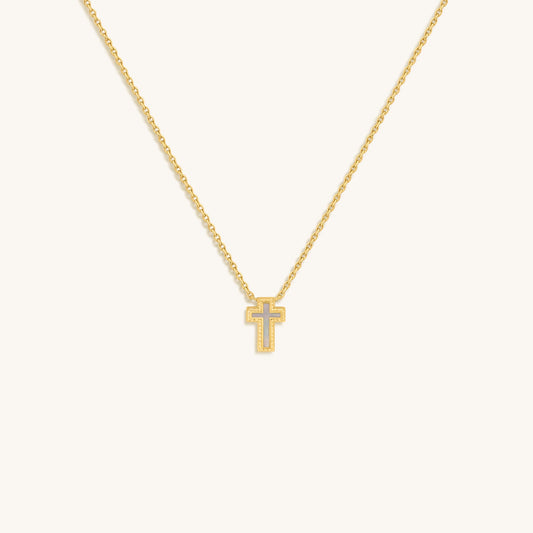 Sweet Surrender Mother of Pearl Cross Gold Necklace