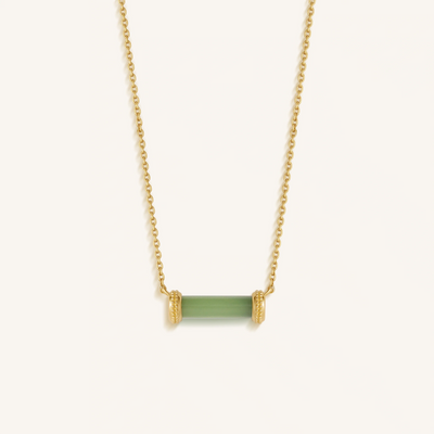Harmonious Path Jade Inlay Gold Necklace