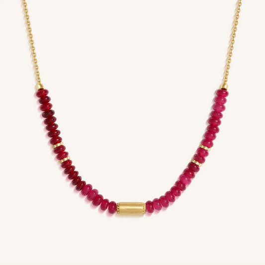 Aligned Essence Garnet & Rhodolite Gold Necklace