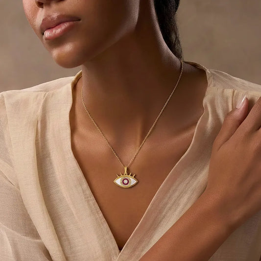 Radiant Gaze Evil Eye Aquamarine Necklace
