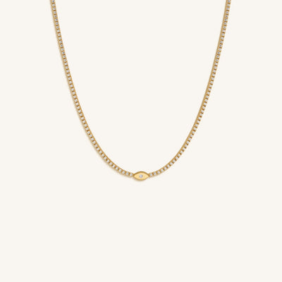Gracefully Abundant Evil Eye Tennis Necklace