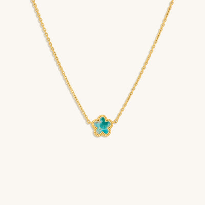 Constant Growth Turquoise Flower Gold Necklace