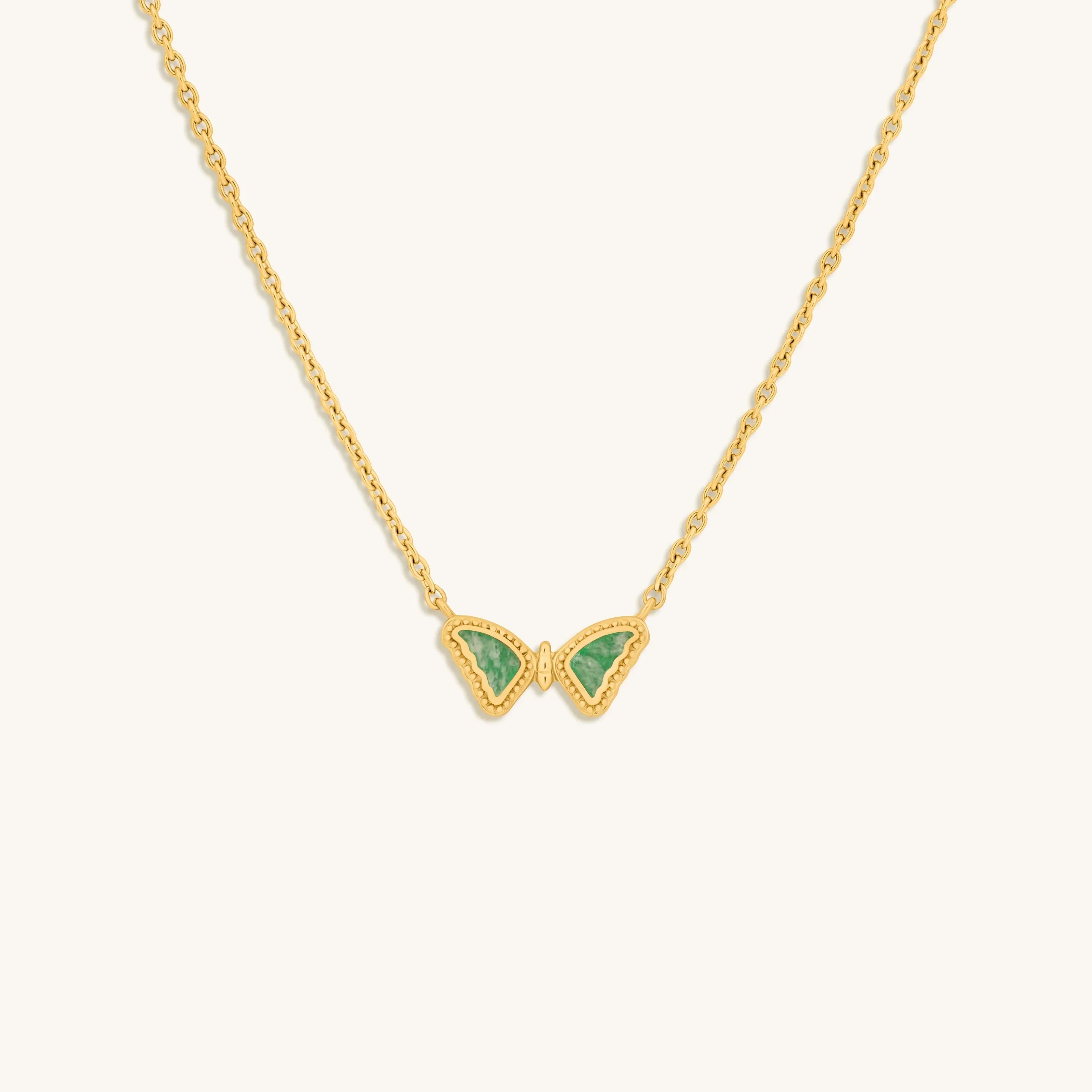 Fresh Beginnings Amazonite Butterfly Gold Necklace