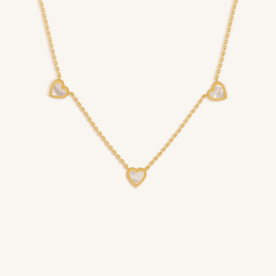 Abundant Solace Mother of Pearl Heart Gold Necklace