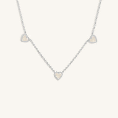 Serene Vibes Mother of Pearl Heart Silver Necklace