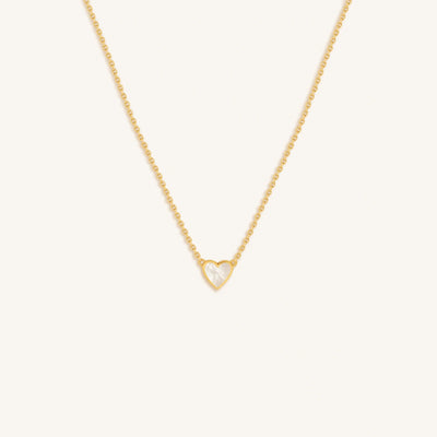 Heartfelt Abundance Mother of Pearl Heart Gold Necklace