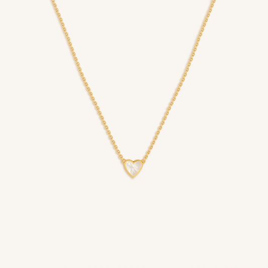 Heartfelt Abundance Mother of Pearl Heart Gold Necklace
