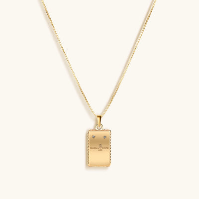 Reliable Determination - White Enamel Virgo Card Necklace