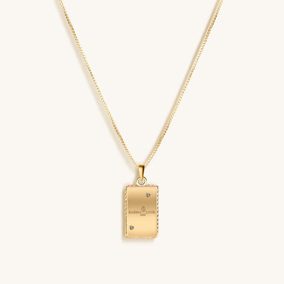 Charming Grace - White Enamel Libra Card Necklace