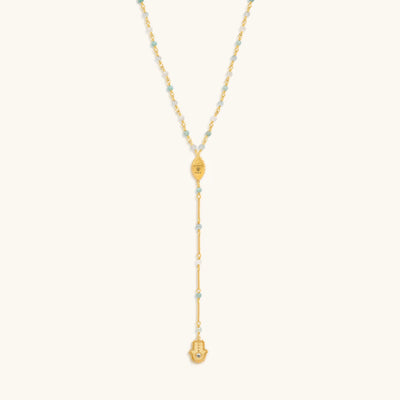 Divinely Guided Hamsa Evil Eye Multi Stone Necklace