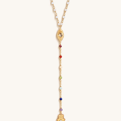 Supreme Awakening - Moonstone Chakra Rosary Necklace