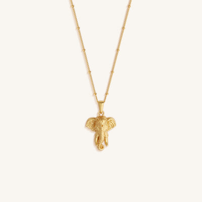 Strength & Wisdom Gold Elephant Pendant Necklace