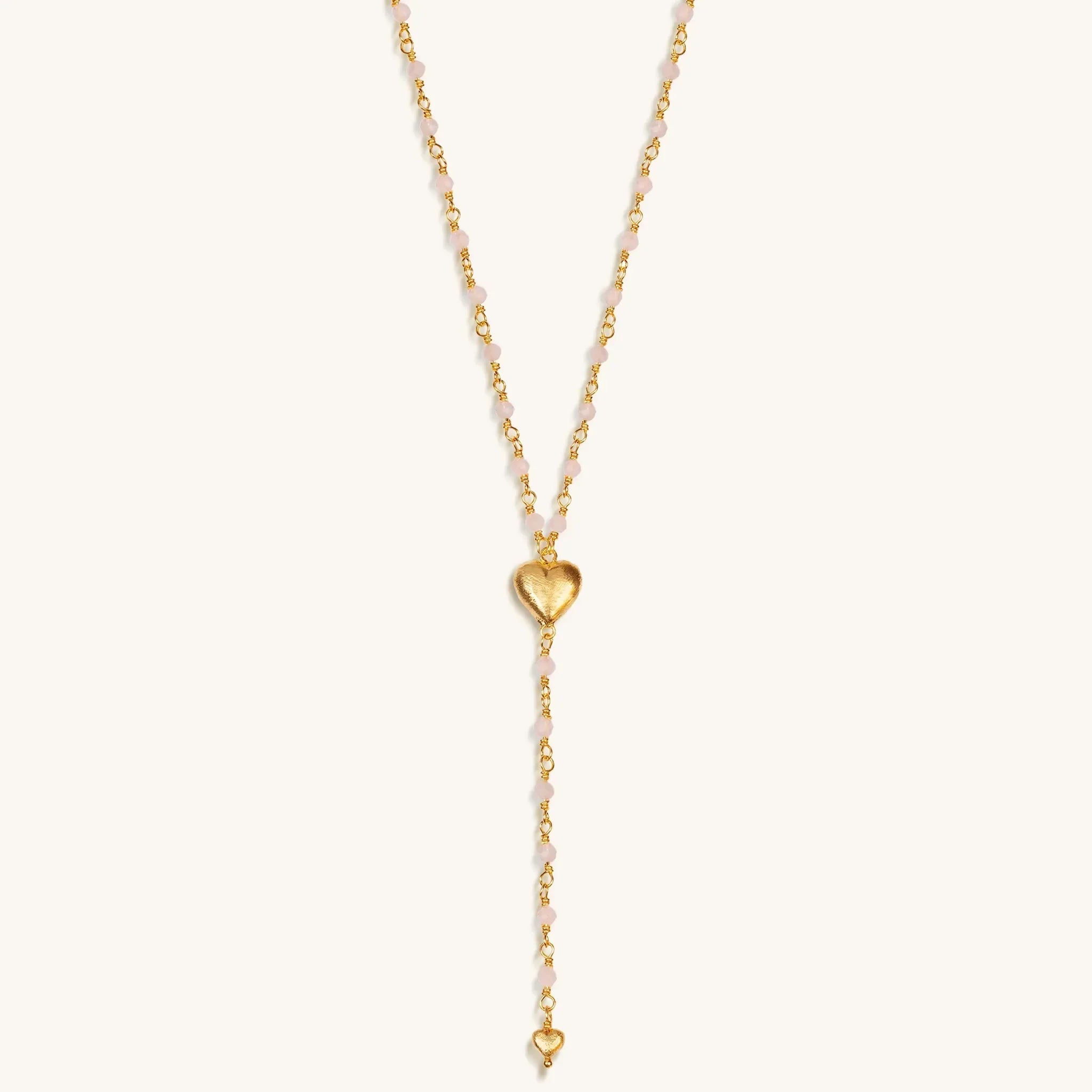 Supreme Love - Rose Quartz Heart Gold Plated Necklace