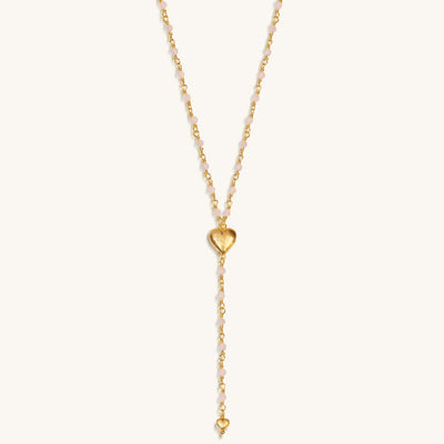 Supreme Love - Rose Quartz Heart Gold Plated Necklace