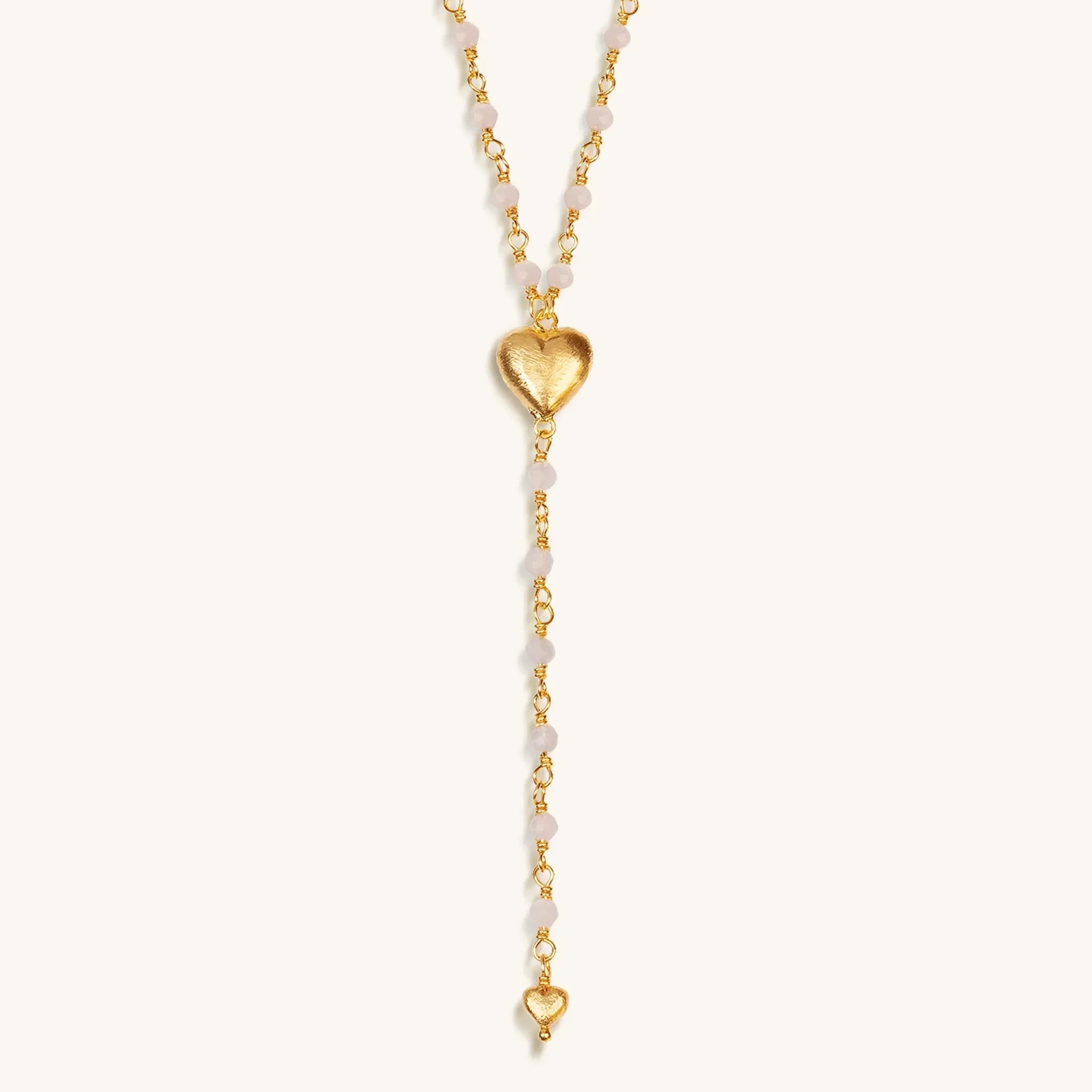 Supreme Love - Rose Quartz Heart Gold Plated Necklace