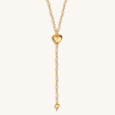 Supreme Love - Rose Quartz Heart Gold Plated Necklace