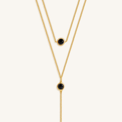 Mystic Drift Onyx Lariat Necklace