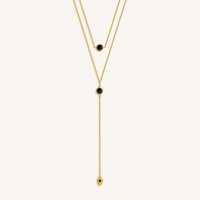 Mystic Drift Onyx Lariat Necklace