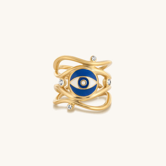 Guarded Serenity Gold Evil Eye Ring