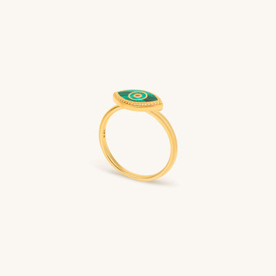 Kaleidoscope Soul Evil Eye Malachite Gold Ring
