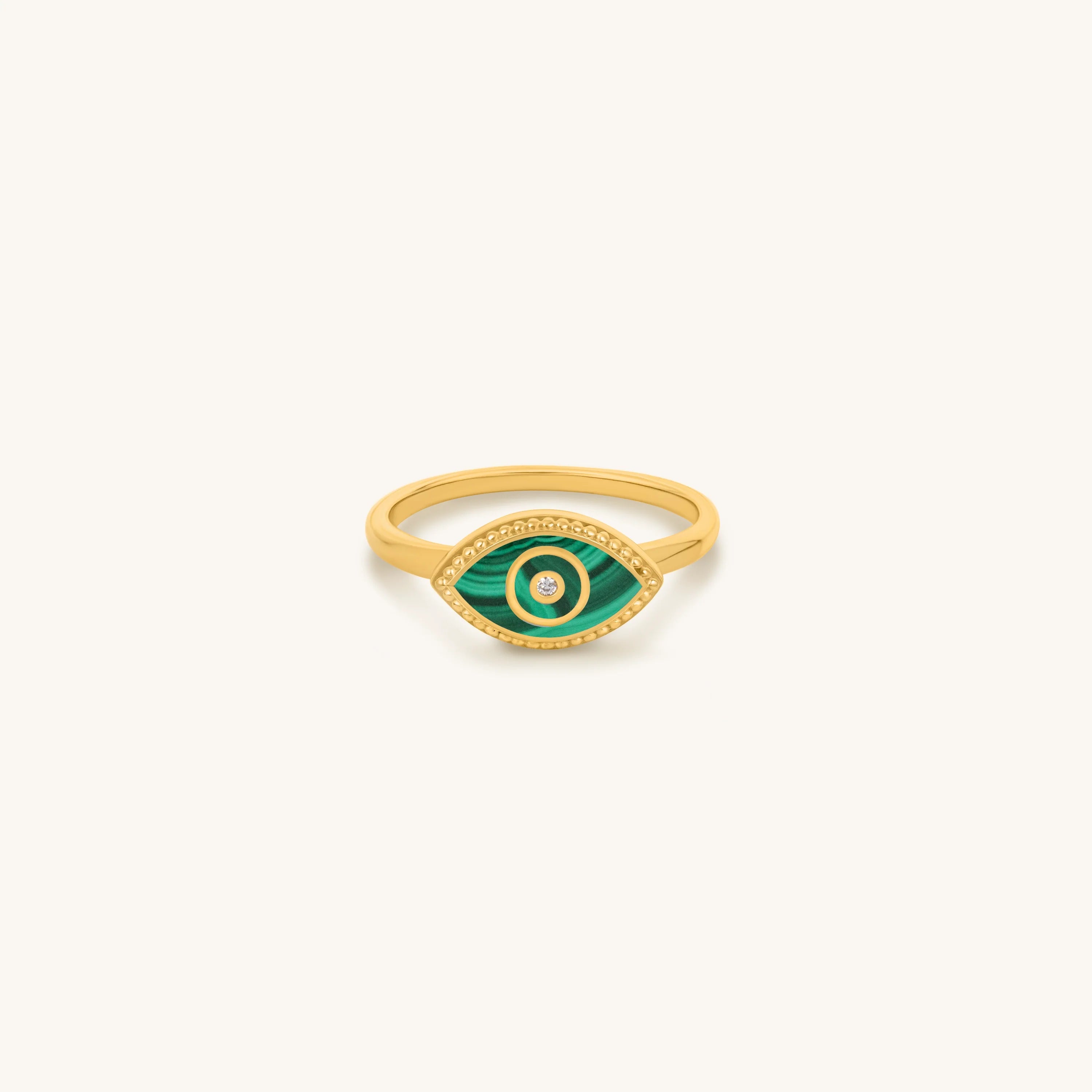 Kaleidoscope Soul Evil Eye Malachite Gold Ring